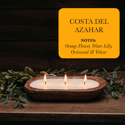 3-Wick Hand Carved Dough Bowl Decor Soy Candle